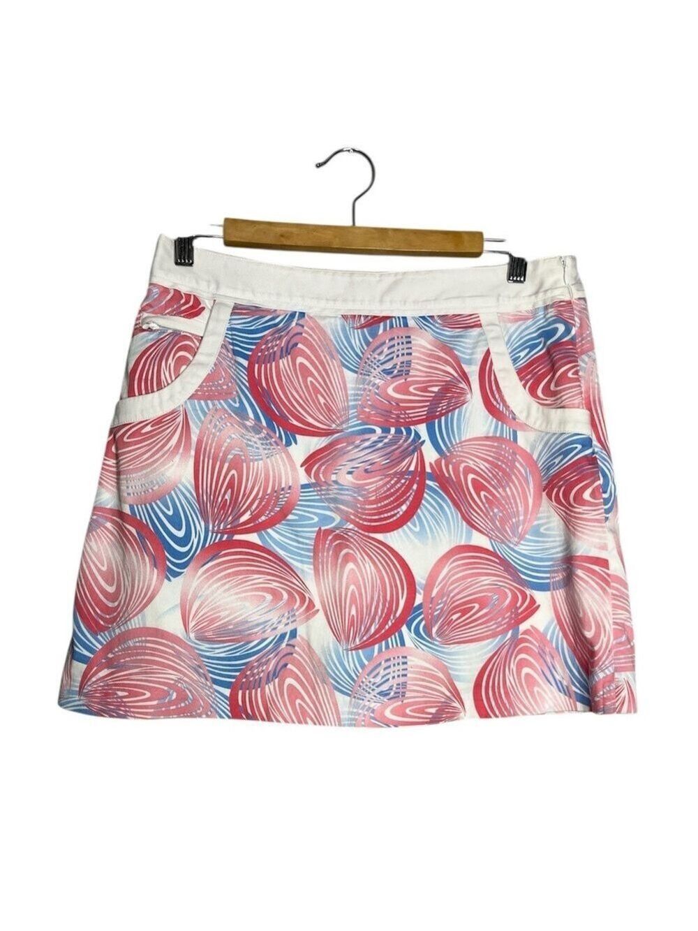 Greg Norman Pink White & Blue Abstract Print Golf Skirt Skort, size 6